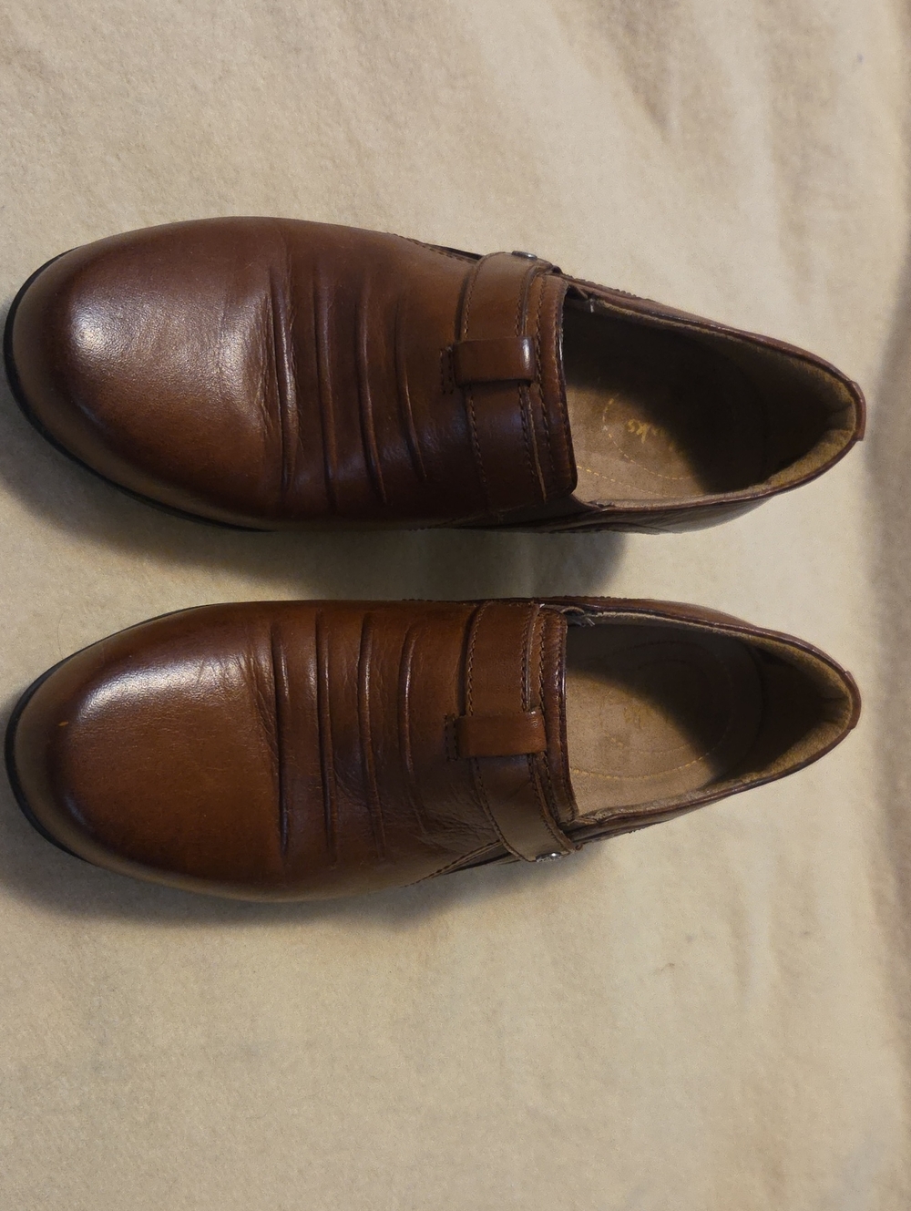 Clarks Brown Leather Slip-On Loafers